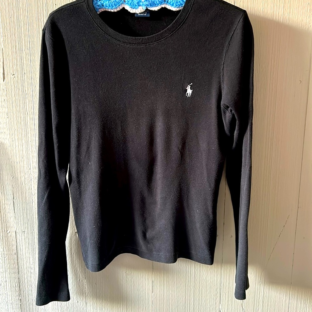 Ralph Lauren Sport black long sleeved polo shirt with insignia. Sz XL
